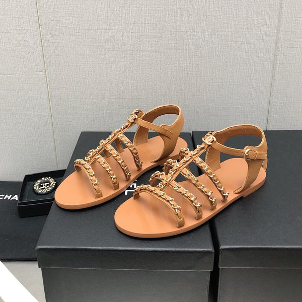 sandali in pelle di agnello marrone