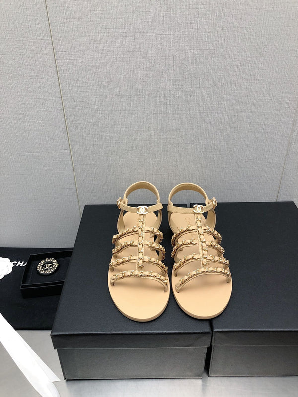 sandali in pelle di agnello beige