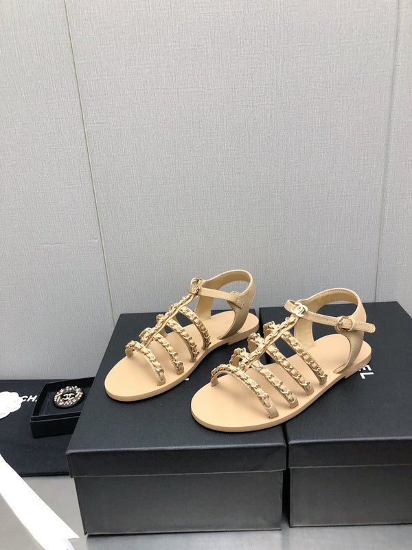 sandali in pelle di agnello beige