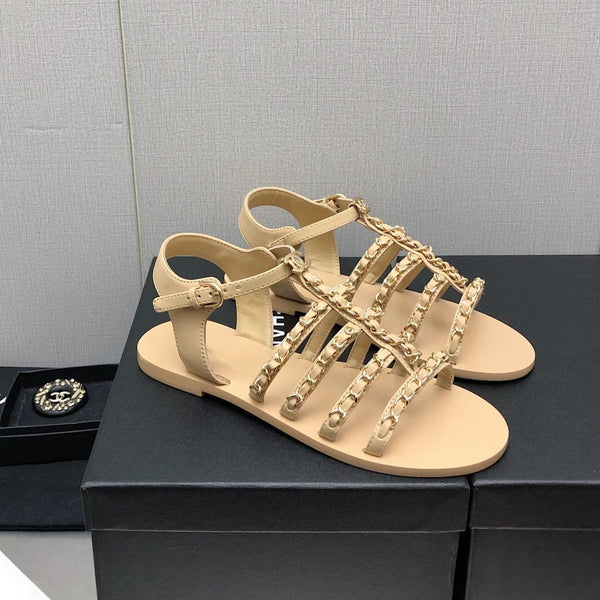 sandali in pelle di agnello beige
