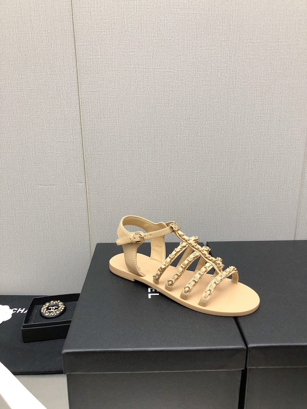 sandali in pelle di agnello beige
