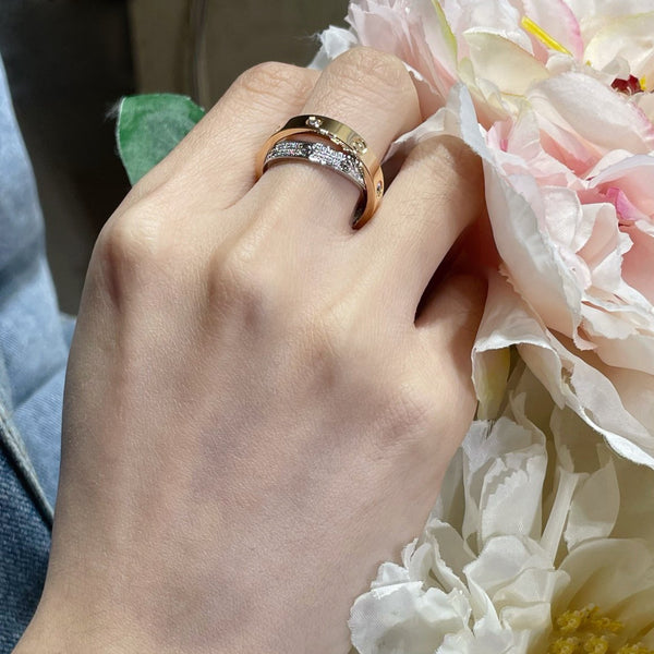 ANELLO DOPPIO LOVE IN ORO ROSA E ARGENTO CON DIAMANTI