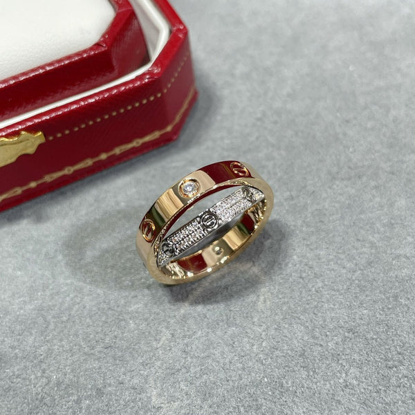 ANELLO DOPPIO LOVE IN ORO ROSA E ARGENTO CON DIAMANTI