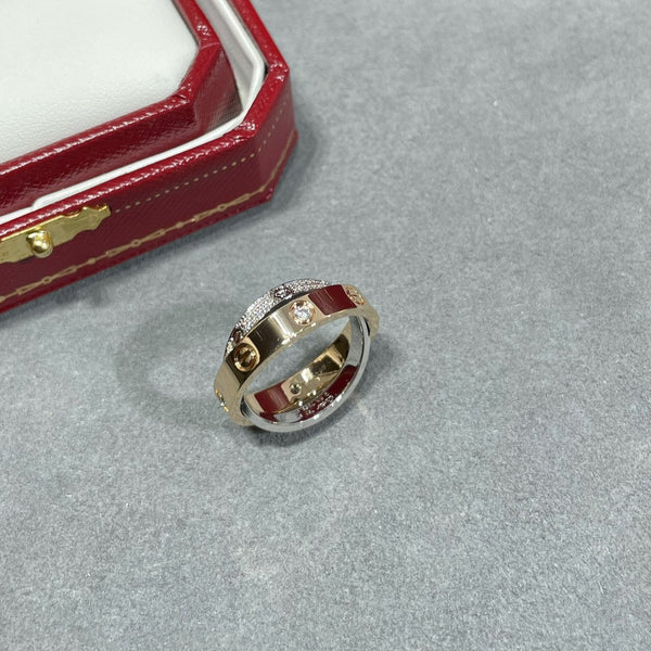 ANELLO DOPPIO LOVE IN ORO ROSA E ARGENTO CON DIAMANTI