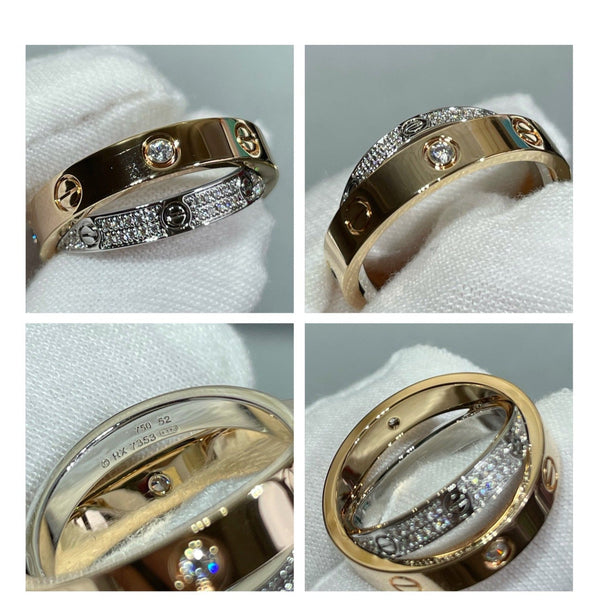 ANELLO DOPPIO LOVE IN ORO ROSA E ARGENTO CON DIAMANTI