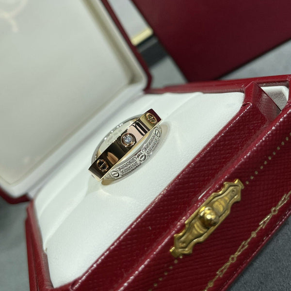 ANELLO DOPPIO LOVE IN ORO ROSA E ARGENTO CON DIAMANTI