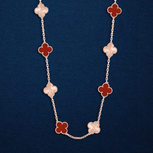COLLANA CON MOTIVO TRIFOGLIO 20 CORNIOLA 86 CM