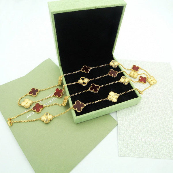 COLLANA CON MOTIVO TRIFOGLIO 20 CORNIOLA 86 CM