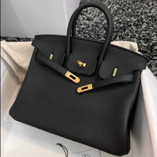 HM BIRKIN 25CM PELLE NERA TOGO FERRAMENTA ORO