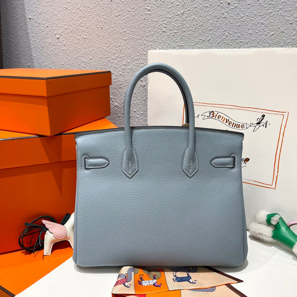 HM BIRKIN 30CM BLU NUVOLA PELLE TOGO FERRAMENTA ARGENTO