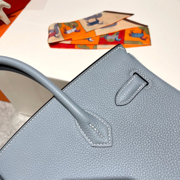HM BIRKIN 30CM BLU NUVOLA PELLE TOGO FERRAMENTA ARGENTO