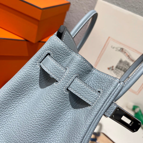 HM BIRKIN 30CM BLU NUVOLA PELLE TOGO FERRAMENTA ARGENTO