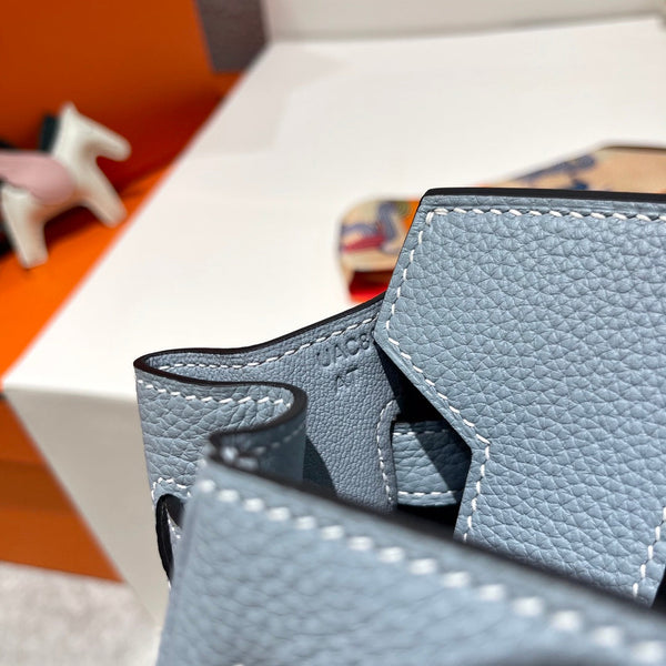 HM BIRKIN 30CM BLU NUVOLA PELLE TOGO FERRAMENTA ARGENTO