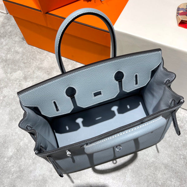 HM BIRKIN 30CM BLU NUVOLA PELLE TOGO FERRAMENTA ARGENTO