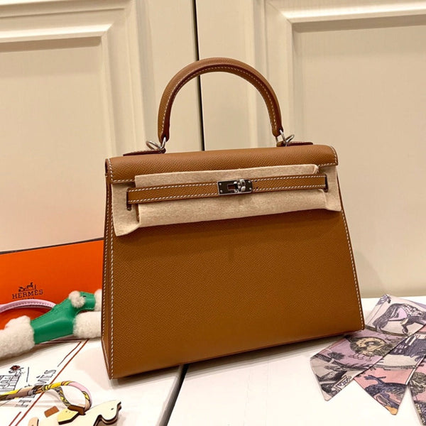 HM KELLY 25CM PELLE EPSOM ORO FERRAMENTA ARGENTO