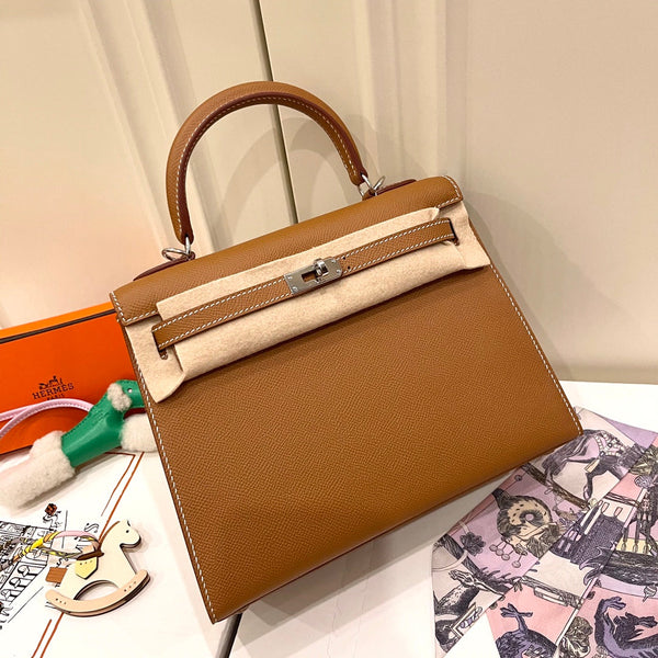 HM KELLY 25CM PELLE EPSOM ORO FERRAMENTA ARGENTO