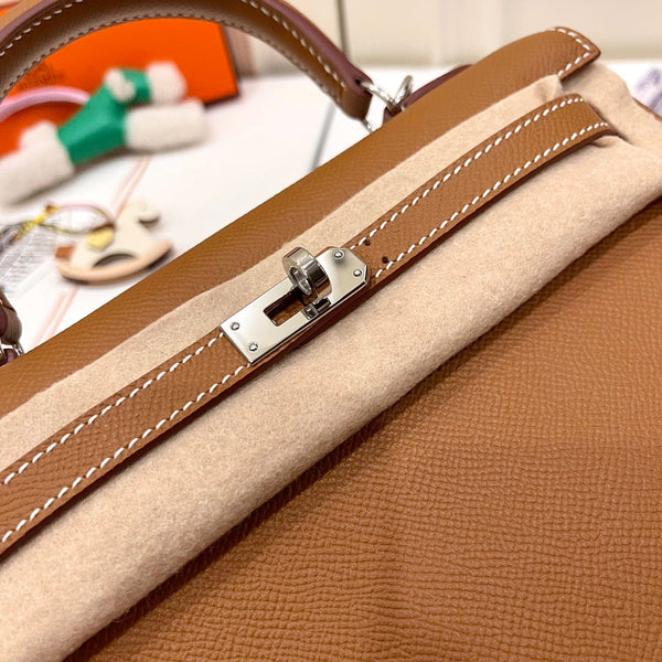 HM KELLY 25CM PELLE EPSOM ORO FERRAMENTA ARGENTO
