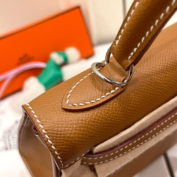 HM KELLY 25CM PELLE EPSOM ORO FERRAMENTA ARGENTO