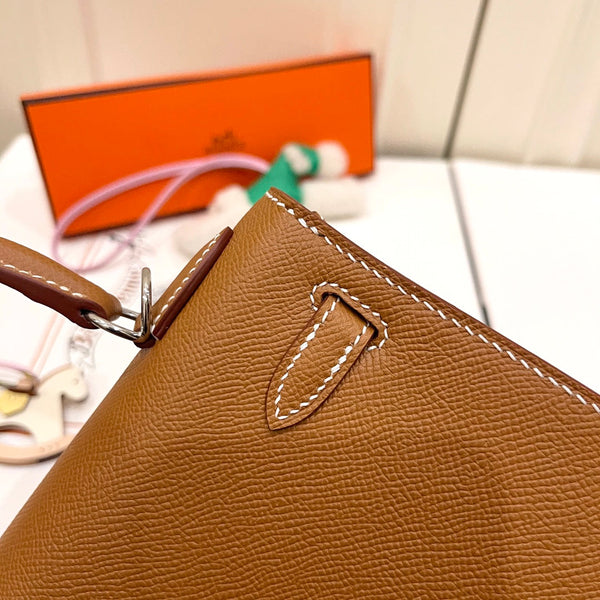 HM KELLY 25CM PELLE EPSOM ORO FERRAMENTA ARGENTO