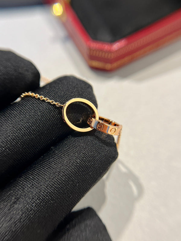 COLLANA LOVE DOPPIO ANELLO ORO ROSA 