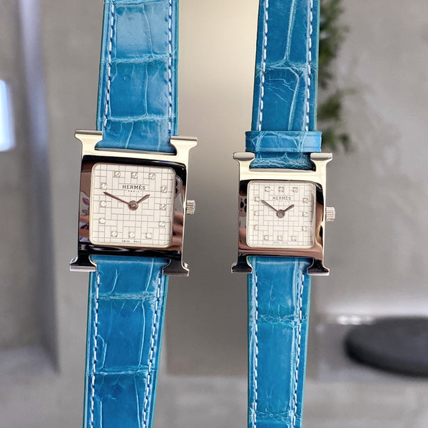 HM HEURE H 26 QUADRANTE BIANCO ARGENTO CON LUNETTA DI DIAMANTI 