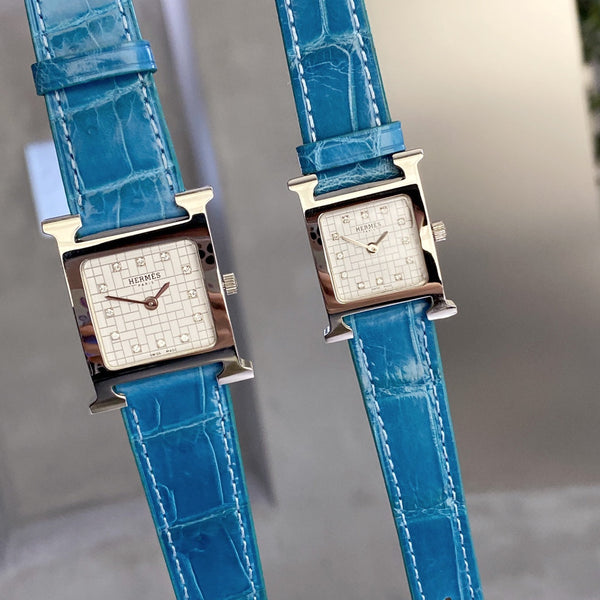 HM HEURE H 26 QUADRANTE BIANCO ARGENTO CON LUNETTA DI DIAMANTI 