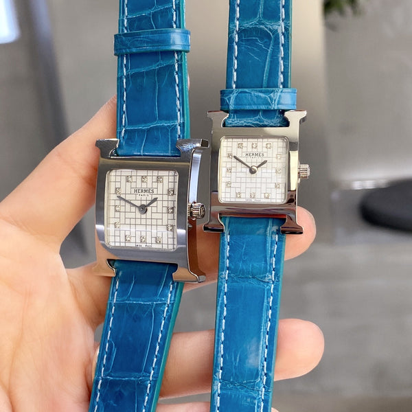 HM HEURE H 26 QUADRANTE BIANCO ARGENTO CON LUNETTA DI DIAMANTI 