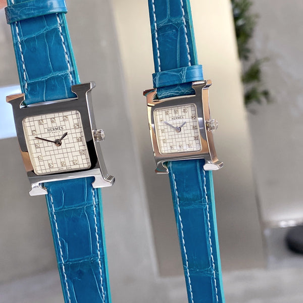 HM HEURE H 26 QUADRANTE BIANCO ARGENTO CON LUNETTA DI DIAMANTI 