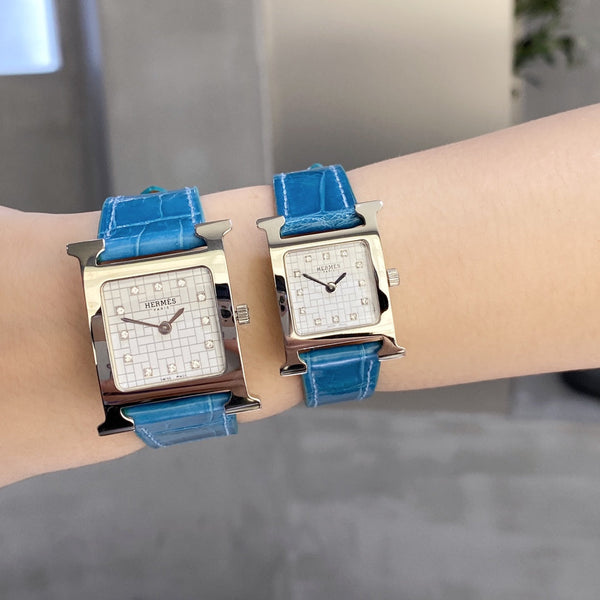 HM HEURE H 26 QUADRANTE BIANCO ARGENTO CON LUNETTA DI DIAMANTI 