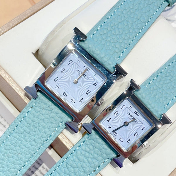 HM HEURE H 26 QUADRANTE BLU ARGENTO PELLE EPSOM 