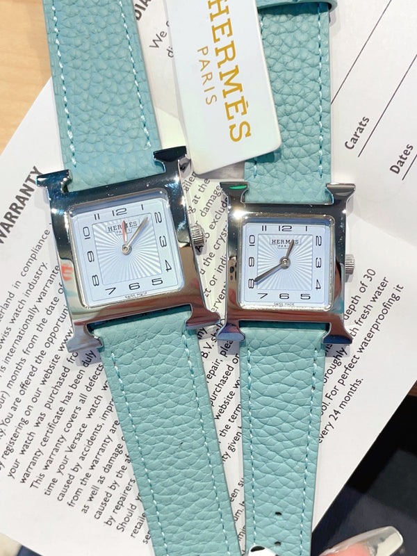 HM HEURE H 26 QUADRANTE BLU ARGENTO PELLE EPSOM 