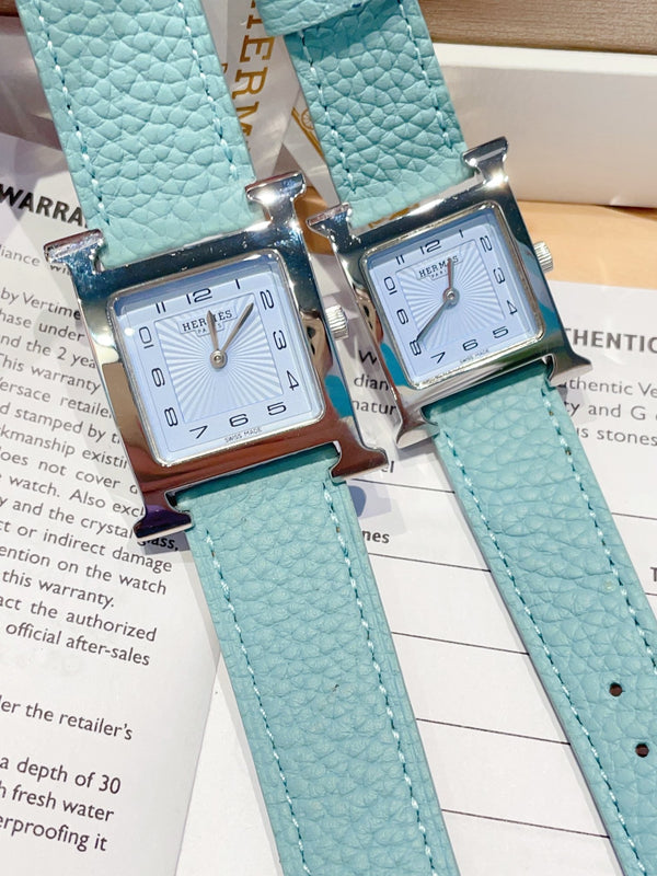 HM HEURE H 26 QUADRANTE BLU ARGENTO PELLE EPSOM 