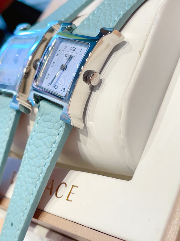 HM HEURE H 26 QUADRANTE BLU ARGENTO PELLE EPSOM 