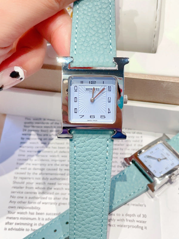 HM HEURE H 26 QUADRANTE BLU ARGENTO PELLE EPSOM 