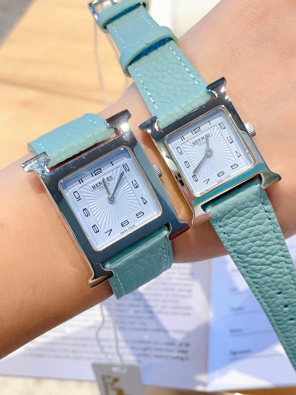 HM HEURE H 26 QUADRANTE BLU ARGENTO PELLE EPSOM 