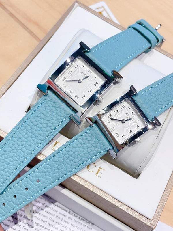 HM HEURE H 26 ARGENTO QUADRANTE BIANCO PELLE EPSOM 
