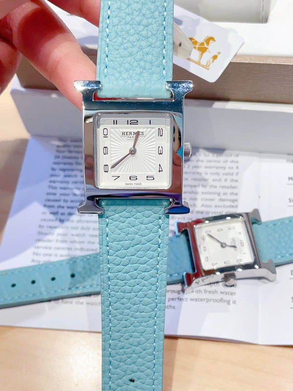HM HEURE H 26 ARGENTO QUADRANTE BIANCO PELLE EPSOM 