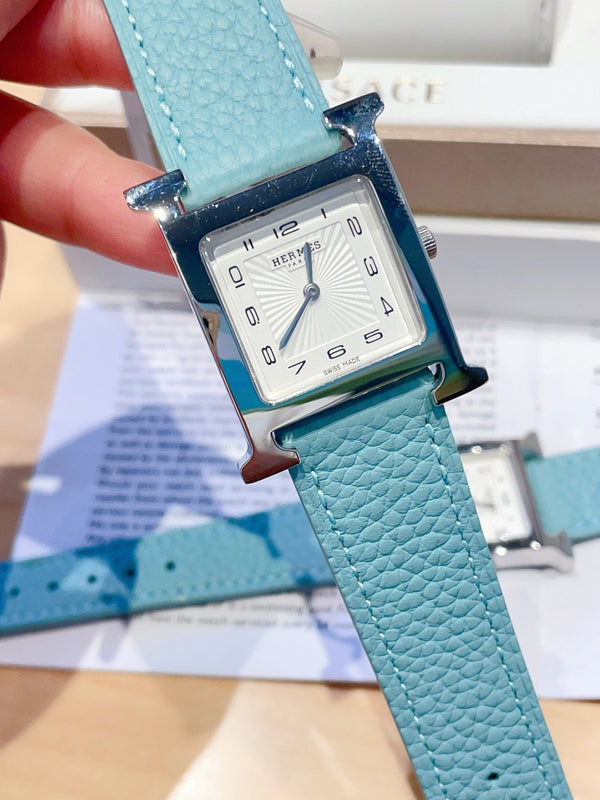HM HEURE H 26 ARGENTO QUADRANTE BIANCO PELLE EPSOM 
