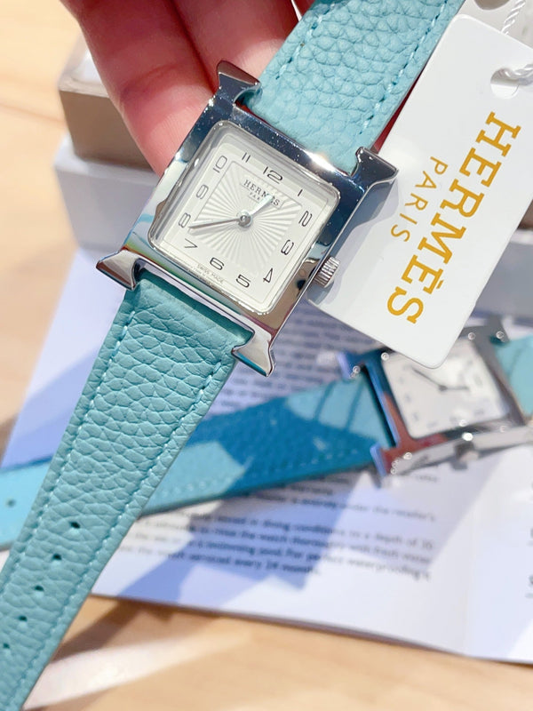 HM HEURE H 26 ARGENTO QUADRANTE BIANCO PELLE EPSOM 