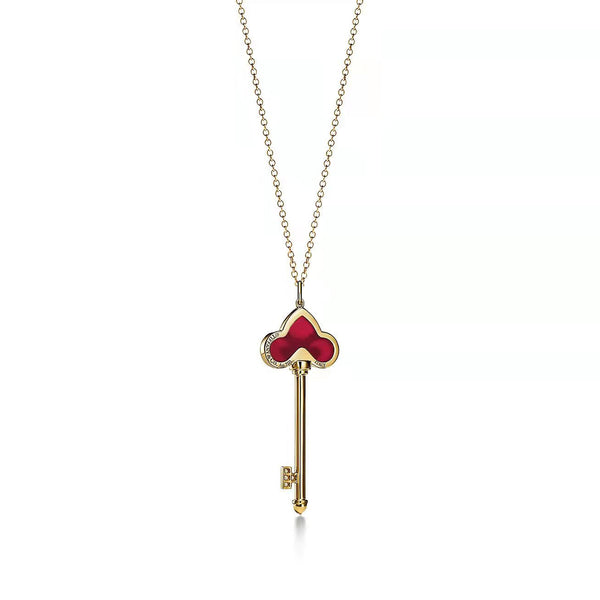 FLEUR DE LIS PINK GOLD DIAMOND CARNELIAN NECKLACE