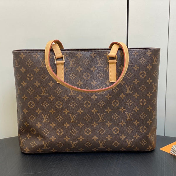 BORSA A SPALLA LUCO 40 MONOGRAM IN PELLE MARRONE