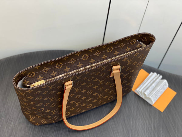 BORSA A SPALLA LUCO 40 MONOGRAM IN PELLE MARRONE