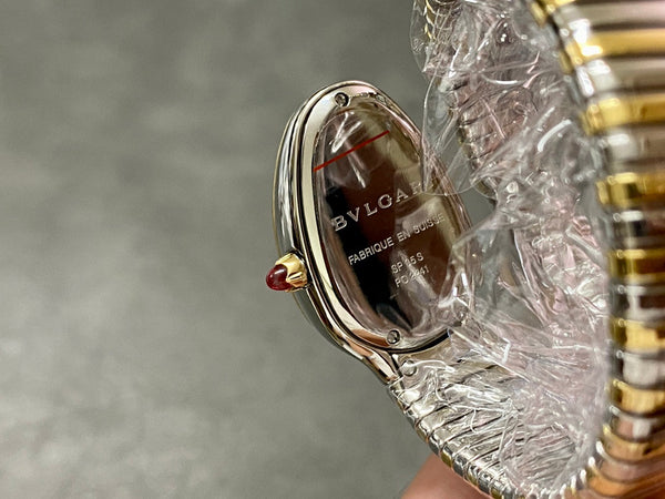 SERPENTI SPIGA GOLD SILVER CERAMIC WHITE DIAL