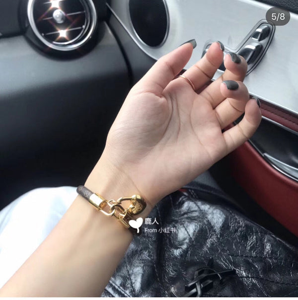 BRACCIALE IN PELLE E ORO LV CRAZY LOCK