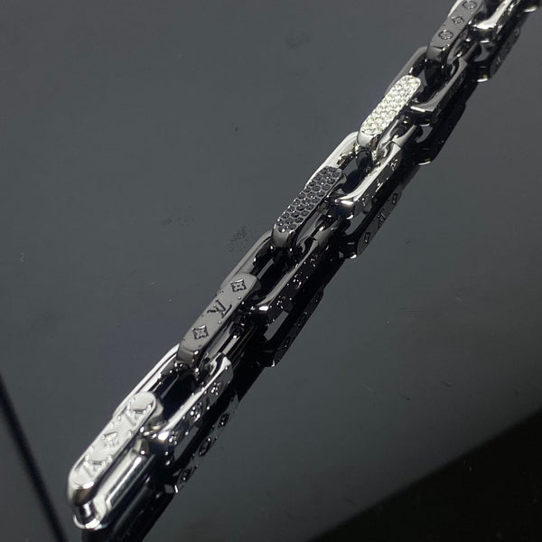 BRACCIALE IN ARGENTO NERO CON DIAMANTI MONOGRAM LV