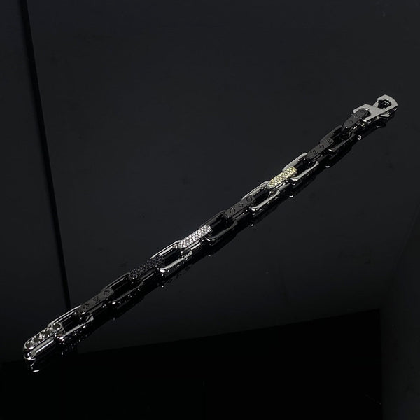 BRACCIALE IN ARGENTO NERO CON DIAMANTI MONOGRAM LV