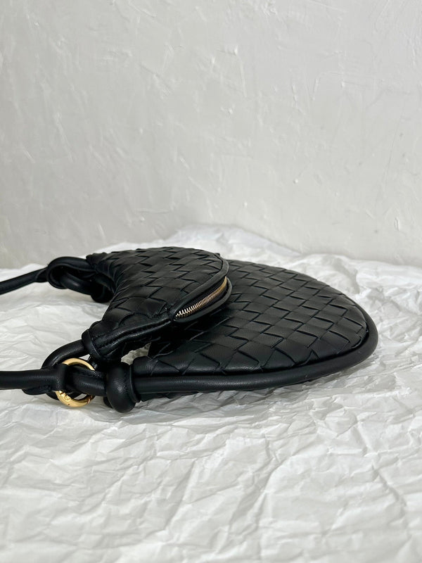 BV MEDIUM GEMELLI 36CM PELLE DI AGNELLO NERA 