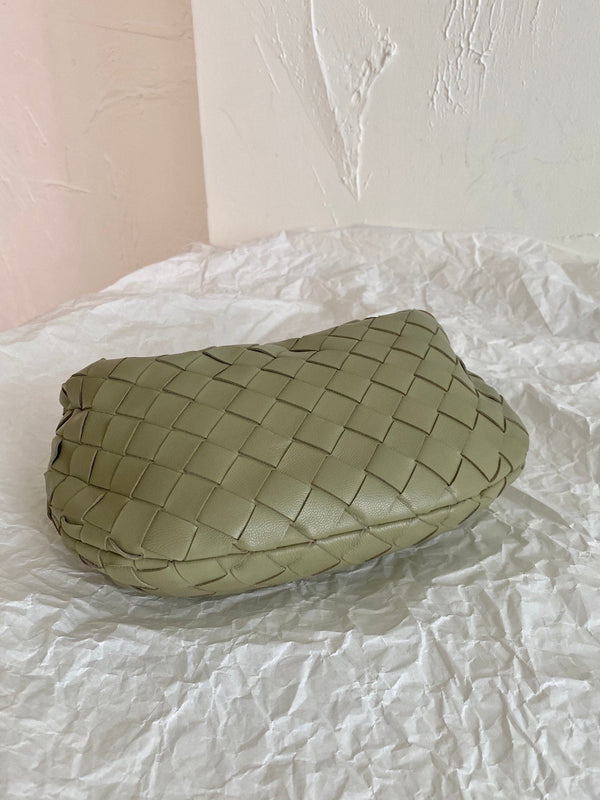 BV MINI JODIE 28CM PELLE DI AGNELLO VERDE