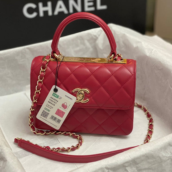 CC TRENDY 20CM PELLE DI AGNELLO ROSSA FERRAMENTA ORO