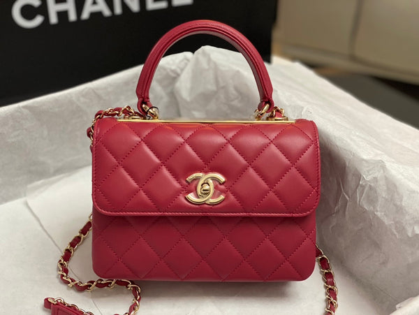 CC TRENDY 20CM PELLE DI AGNELLO ROSSA FERRAMENTA ORO